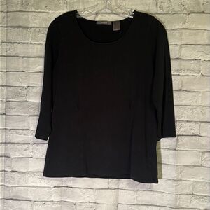 LIZ CLAIBORNE NY Scoop Neck black Textured Top
